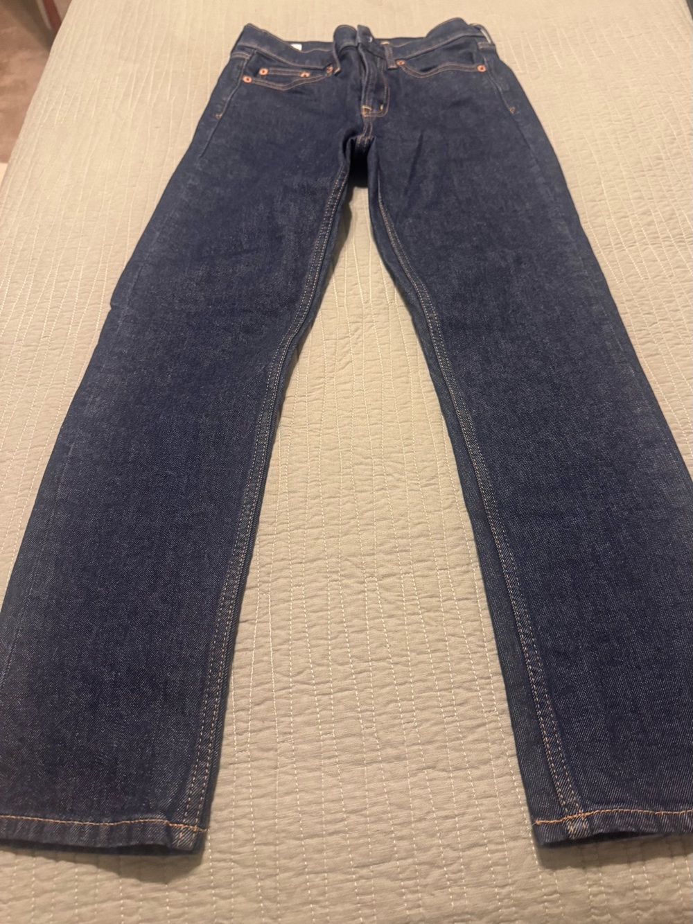GAP Vintage Slim Mid Rise Jeans - Navy Blue, White, Red